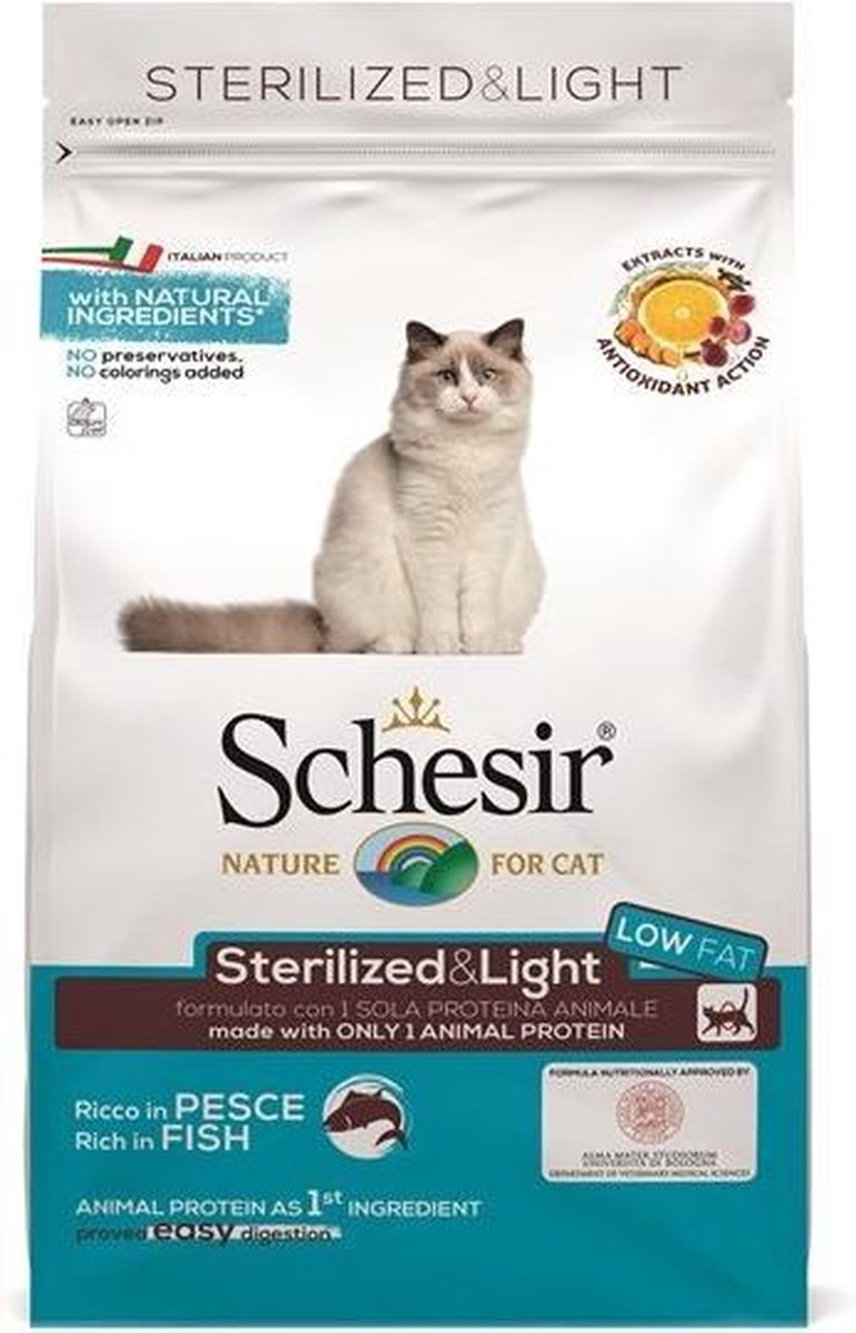 Schesir - Kattenvoer - droogvoer voor katten - STERILIZED FISH - 1,5kg