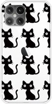 Voor iPhone 12 mini schokbestendig geverfd transparant TPU beschermhoes (zwarte katten)