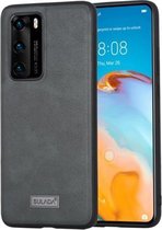 Voor Huawei P40 SULADA schokbestendig TPU + handgemaakte lederen beschermhoes (groen)