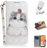 Voor Galaxy A01 3D Schilderen Horizontale Flip Leren Case met Houder & Kaartsleuf & Portemonnee & Lanyard (Leuke kat)