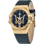 Maserati Potenza - Herenhorloge - R8851108035 - Goud - Blauw - Lederen horlogeband - 42 MM