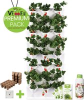 Minigarden® Vertical Kitchen Garden - verticale tuin - verticaal tuinieren - PREMIUM PACK met verankeringclips, irrigatie microdripbuizen, vloeibare voedingsstof, inclusief 4 saladezaden & 24 zaaipotjes - WIT