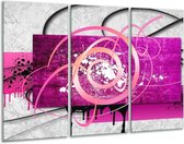 Glasschilderij Modern - Roze, Paars, Grijs - 120x80cm 3Luik - Foto Op Glas - Geen Acrylglas Schilderij - GroepArt 6000+ Glas Art Collectie - Maatwerk Mogelijk