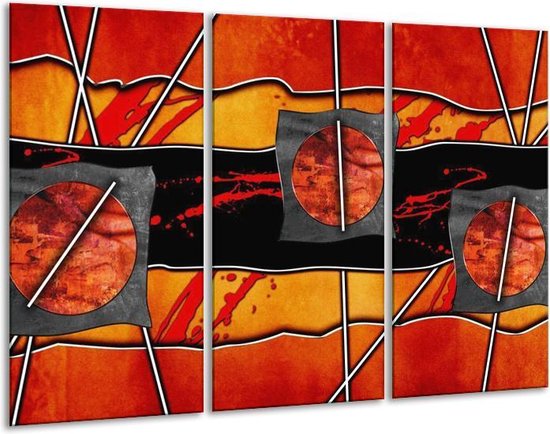 Glasschilderij Abstract | Rood, Grijs, Oranje |