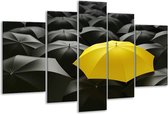 Glasschilderij Paraplu - Geel, Zwart - 170x100cm 5Luik - Foto Op Glas - Geen Acrylglas Schilderij - 6000+ Glasschilderijen Collectie - Wanddecoratie