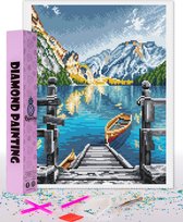 Compleet Full Diamond Painting voor volwassenen en kinderen - Meer in berglandschap - 40x50cm volledig pakket met accessoires - Cadeau tip
