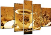 Glasschilderij Keuken - Bruin, Geel - 170x100cm 5Luik - Foto Op Glas - Geen Acrylglas Schilderij - 6000+ Glasschilderijen Collectie - Wanddecoratie