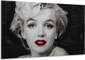 Schilderij Op Canvas Marilyn Monroe - Zwart, Wit, Grijs - 120x70cm 1Luik - Foto Op Canvas - GroepArt 6000+ Schilderijen 0p Canvas Art Collectie - Wanddecoratie - Woonkamer - Slaapkamer - Canvas Print
