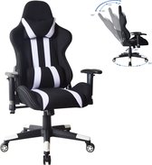 Bureaustoel Thomas - gamestoel racing gaming stijl - stof bekleding - wit zwart