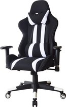 Chaise de bureau Thomas - chaise gamer style gaming racing - revêtement tissu - blanc noir