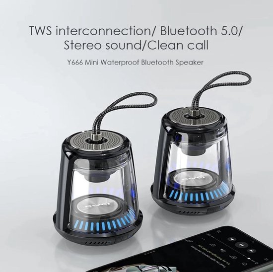 Awei Y666 Draagbare Tws Bluetooth 5.0 Stereo Speaker Waterdichte Draadloze Mini Luidspreker Box Portable Voor Outdoor Camping Reizen van Awei — afbeelding 5