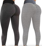 Sportlegging dames 2STUKS Large – legging dames meisje - Tiktok legging – zwart & grijs