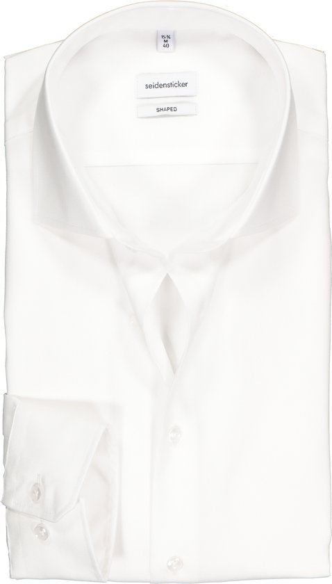 Seidensticker shaped fit overhemd - wit fijn Oxford - Strijkvrij - Boordmaat: 39