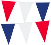 5x stuks Holland rood wit blauw plastic vlaggetjes/vlaggenlijnen van 10 meter. Koningsdag/supporters feestartikelen