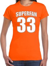 Oranje Max t-shirt voor dames - Superfan nummer 33 - Nederland supporter L