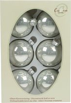 24x stuks glazen kerstballen zilver/wit 7 cm - Glans - Kerstversiering/kerstboomversiering