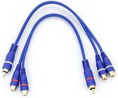 Tulp Splitter - RCA Splitter - Subwoofer Kabel - set van 2 kabels - 2x female 1x male - Kwaliteit Kabel - 2 x 20CM - Blauw (CL195-FFM)