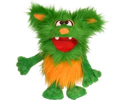 Living Puppets Handpop monster to go - Groen monstertje van 35 cm