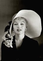Tuinposter - Filmsterren - Retro / Vintage - Marilyn Monroe in wit / grijs / zwart - 60 x 90 cm.