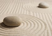Tuinposter - Zen / Relax - Steen in zand in beige / bruin / creme  - 160 x 240 cm.