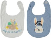 Apollo Slabbetje Easter Bibs Junior Katoen Blauw/grijs 2 Stuks