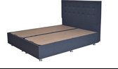 160x200 Boxspring set ZWART met opbergruimte, geknoopte hoofdbord 115cm hoog en 21cm hoog pocket-koudschuim matras