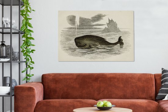 Une illustration antique d'une toile de baleine 140x90 cm - Tirage photo sur toile (Décoration murale salon / chambre) / Peintures sur toile animaux sauvages
