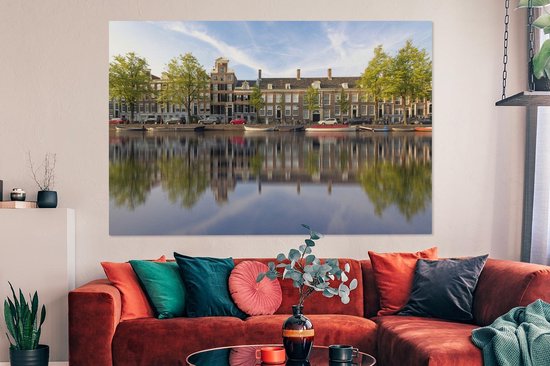 Canvas schilderij 180x120 cm - Wanddecoratie Prinsengracht in het centrum van Amsterdam - Muurdecoratie woonkamer - Slaapkamer decoratie - Kamer accessoires - Schilderijen