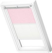 VELUX Origineel Verduisterend Rolgordijn Plus Plissé (DFD) Wit Kozijn, P10, 410, 3, Pink Stars