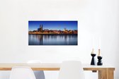 Canvas Schilderij Panorama van de Duitse stad Maagdenburg - 80x40 cm - Wanddecoratie