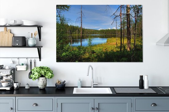 Reflet des forêts dans un lac calme dans le parc national de Skulesogen Toile 120x80 cm - Tirage photo sur toile (Décoration murale salon / chambre)