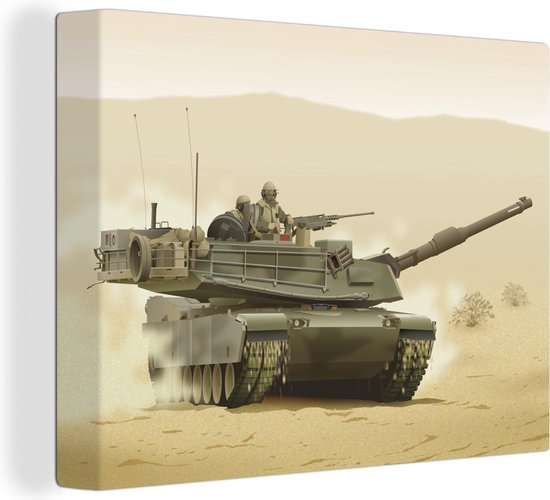 Une illustration d'un tank dans le désert toile 40x30 cm - petit - Tirage photo sur toile (Décoration murale salon / chambre)