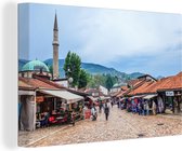 Canvas Schilderij Oude Bosnische marktplaats van Sarajevo - 90x60 cm - Wanddecoratie