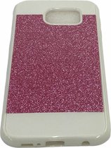 Samsung Galaxy S6 Roze Gliters back cover Bling TPU hoesje plus Gratis Tempered Glass Screenprotector met Cleaning Set
