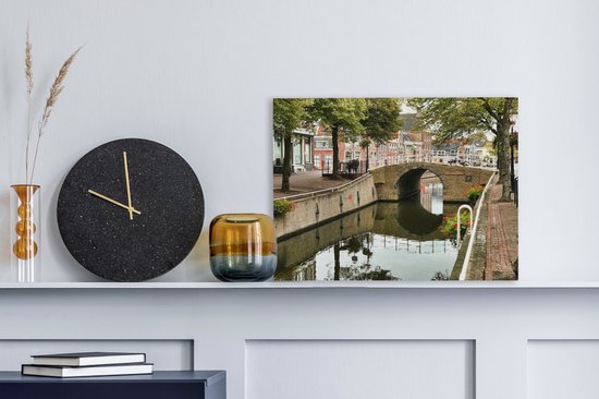 Pont sur un canal à Harlingen en Frise 40x30 cm - petit - Tirage photo sur toile (Décoration murale salon / chambre)