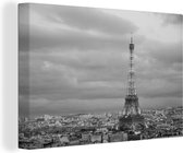 Tour Eiffel illuminée au crépuscule 140x90 cm - Tirage photo sur toile (Décoration murale salon / chambre)