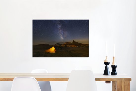 Une tente lumineuse dans un paysage de montagne 90x60 cm - Tirage photo sur toile (Décoration murale salon / chambre)