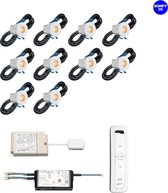 (Complete set) - LED veranda inbouwspot Valencia IO - set van 10 stuks - Warmwit - Inclusief transformator & 1 x Somfy IO LED receiver 500 watt & 1 x Somfy IO afstandsbediening  5