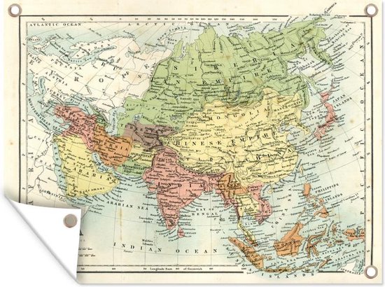 Tuinposter Azië kaart - Antieke kaart van Azië uit 1864 tuinposter