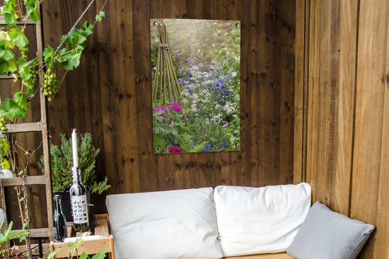 Jardin avec ancolie bleue 60x90 cm