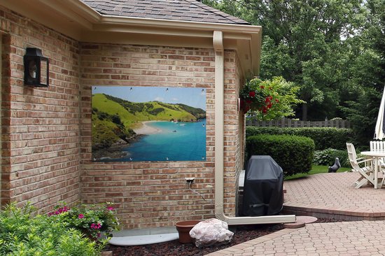 Vue aérienne de la Baie des Îles en Nouvelle-Zélande Affiche de jardin 120x80 cm - Toile de jardin / Toile d'extérieur / Peintures d'extérieur (décoration de jardin)