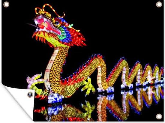 Yeomoo Dragon tuinfiguren met zonnelampen, tuindecoratie voor buiten: drakenfiguren, decoratie met led-lichtketting op zonne-energie, grappig cadeau voor