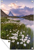 Muurdecoratie Alpen - Riffelsee - Gras - 120x180 cm - Tuinposter - Tuindoek - Buitenposter