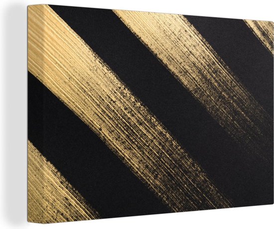 Peintures sur toile - Bandes de peinture dorées sur fond noir - 150x100 cm  -... | bol.com