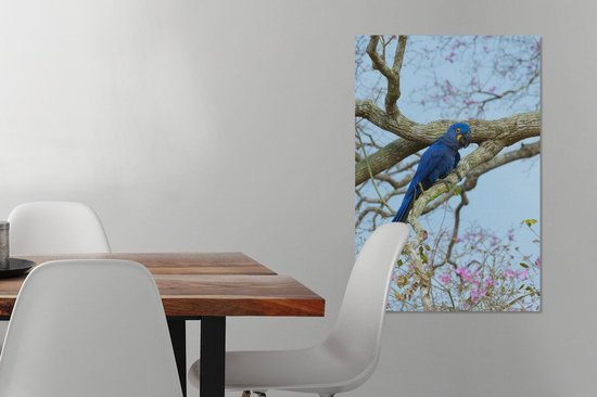 Ara hyacinthe sur toile branche 2cm 60x90 cm - Tirage photo sur toile (Décoration murale salon / chambre)