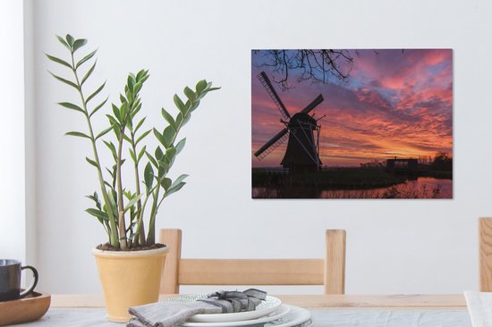 Moulin à vent pendant un lever de soleil toile 2cm 40x30 cm - petit - Tirage photo sur toile (Décoration murale salon / chambre)