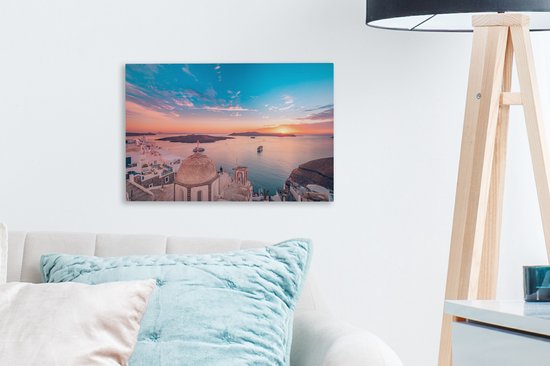 Grèce au coucher du soleil 30x20 cm - petit - Tirage photo sur toile (Décoration murale salon / chambre)