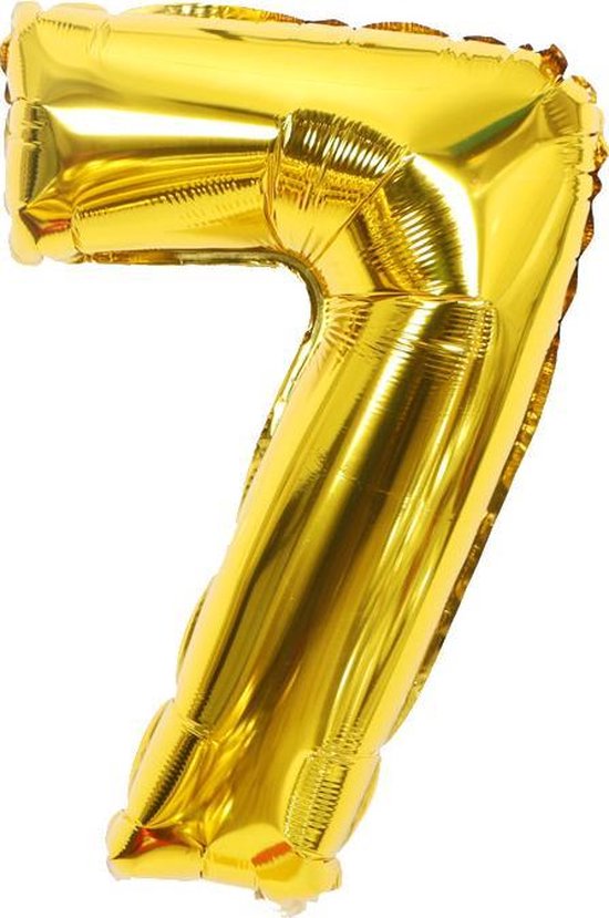 7 jaar cijfer ballon Babydouche - goud folie helium ballonnen - 100 cm - gouden zeven verjaardag versiering