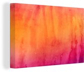 Canvas Schilderij Waterverf - Roze - Oranje - 30x20 cm - Wanddecoratie