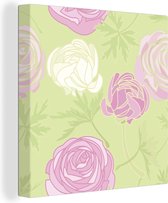 Toile Peinture Rose - Pastel -- Motifs - 50x50 cm - Décoration murale